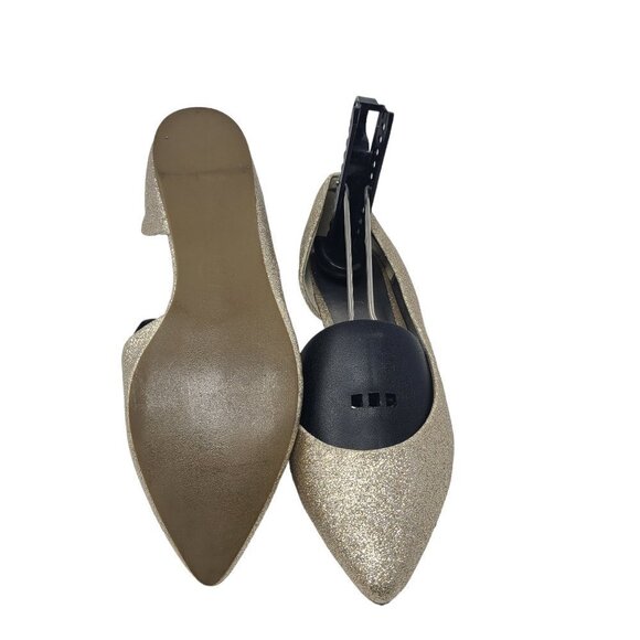 BP Flats D'Orsay Shoes Gold Glitter Size 8.5 *READ LISTING* - Picture 2 of 5